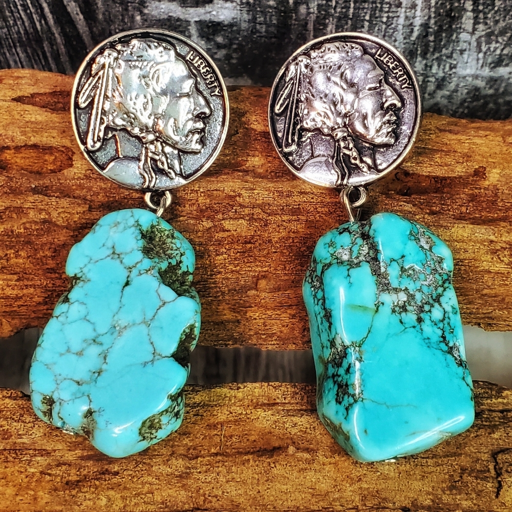 COPY - Indian head turquoise howlite earrings